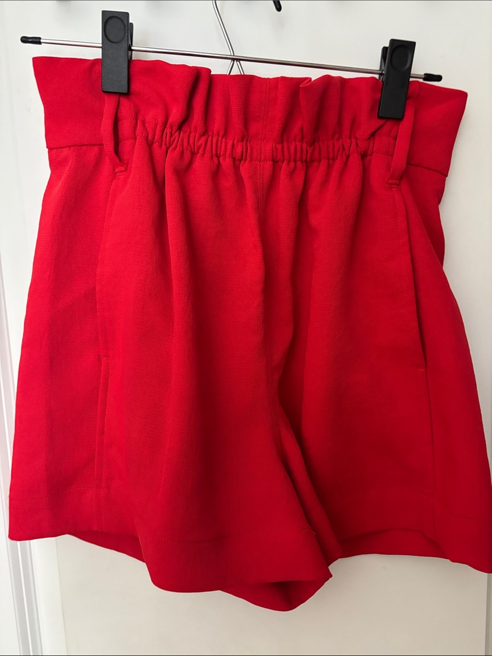 Wilfred Red High-Waist Paperbag Shorts